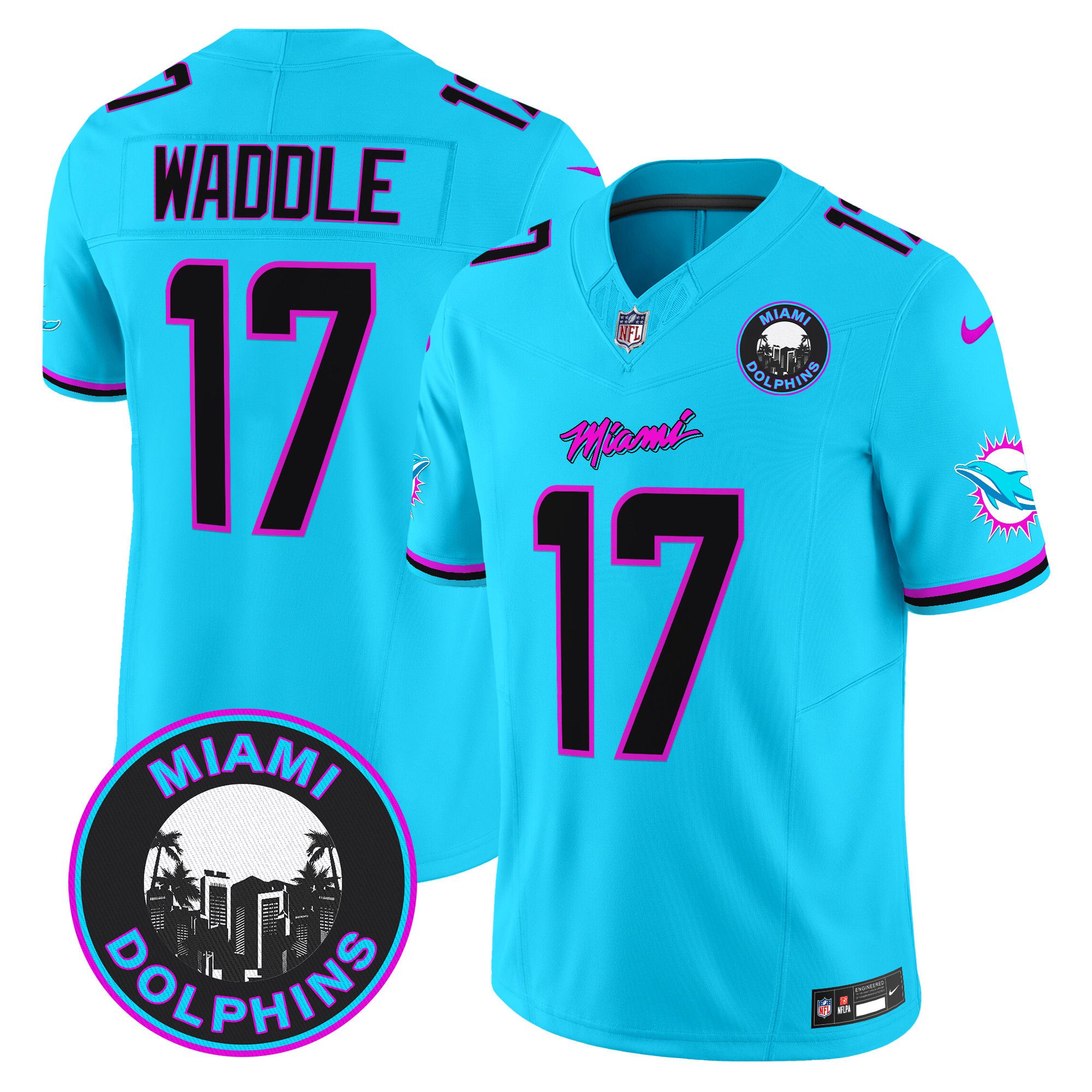 Men Miami Dolphins #17 Waddle Light Blue 2024 Nike Vapor Limited NFL Jersey style 1->indianapolis colts->NFL Jersey